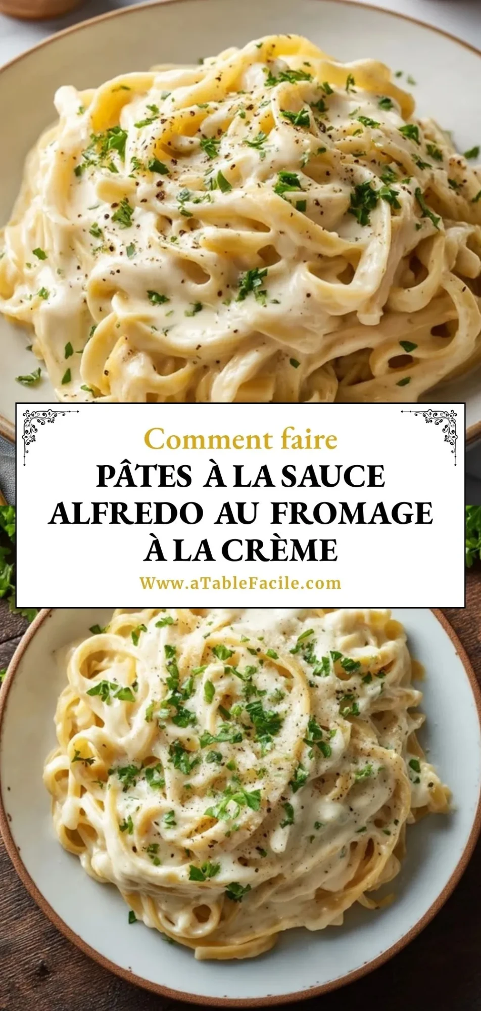 Pâtes à la sauce Alfredo au fromage à la crème- Pin 1
