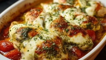 Poulet mozzarella au pesto cuit au four -1