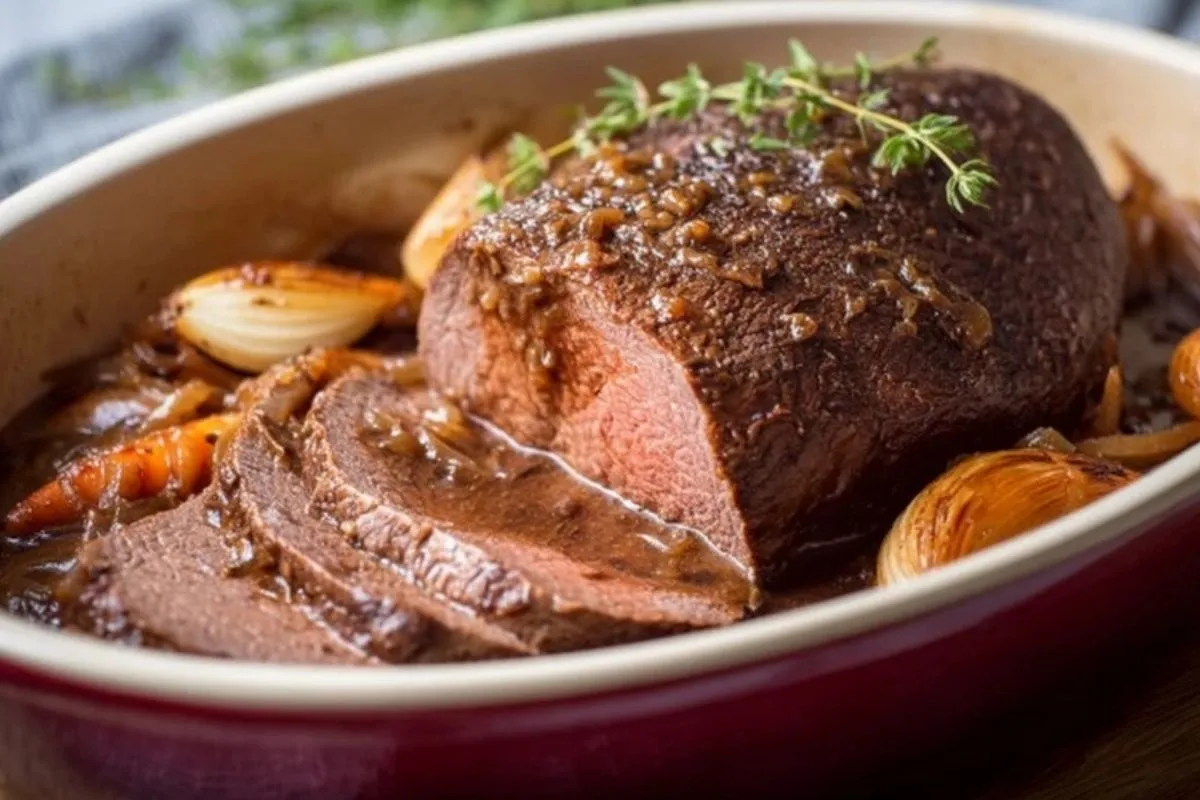 Boeuf braisé en cocotte avec sauce aux oignons français - 1