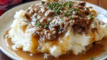 Boeuf Haché Avec Sauce Sur Purée De Pommes De Terre - 1