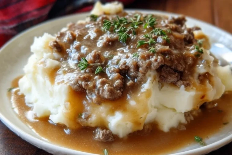 Boeuf Haché Avec Sauce Sur Purée De Pommes De Terre - 1