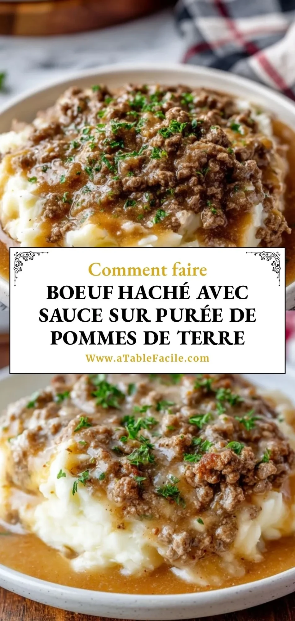 Boeuf Haché Avec Sauce Sur Purée De Pommes De Terre - Pin 1