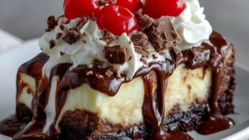 Gâteau Au Fromage Blanc Brownie Avec Sauce Chocolat Chaud - 1