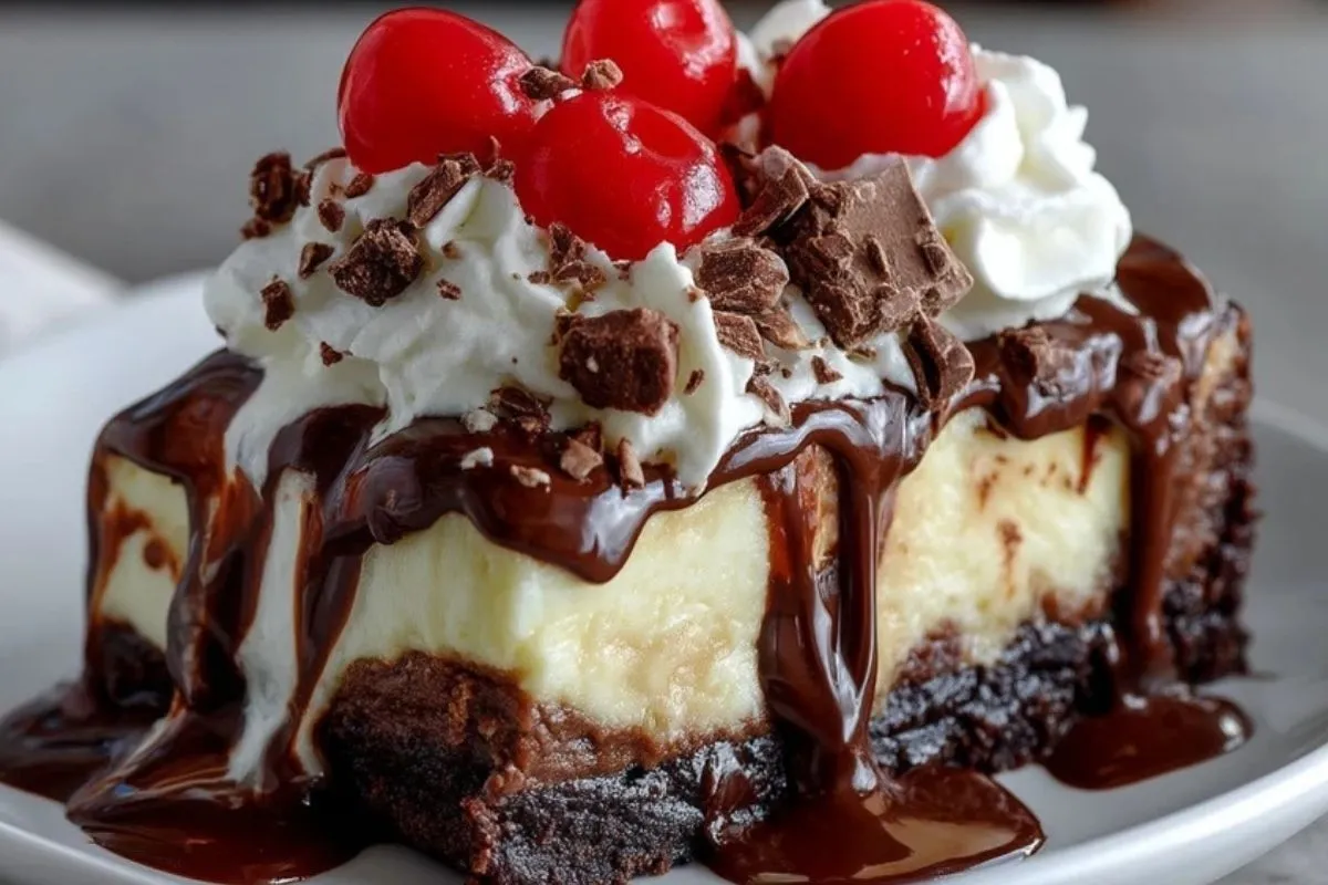 Gâteau Au Fromage Blanc Brownie Avec Sauce Chocolat Chaud - 1