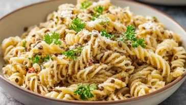 Pâtes aux lentilles épicées à l'ail et au parmesan- 1