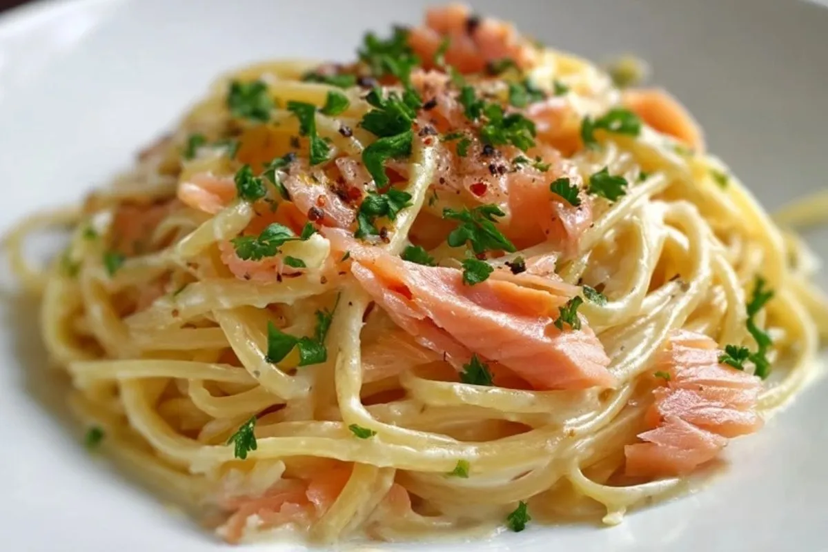 Pâtes Carbonara au Saumon Fumé - 1