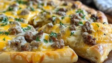 Pizza Au Petit-Déjeuner Avec Sauce À La Saucisse - 1