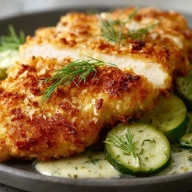 Poulet Pané Au Parmesan Et Cornichons Croquants- 1