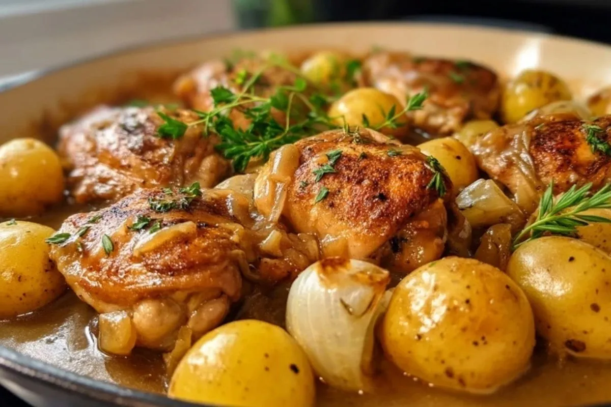 Poulet Rôti Avec Pommes de Terre et Sauce - 1