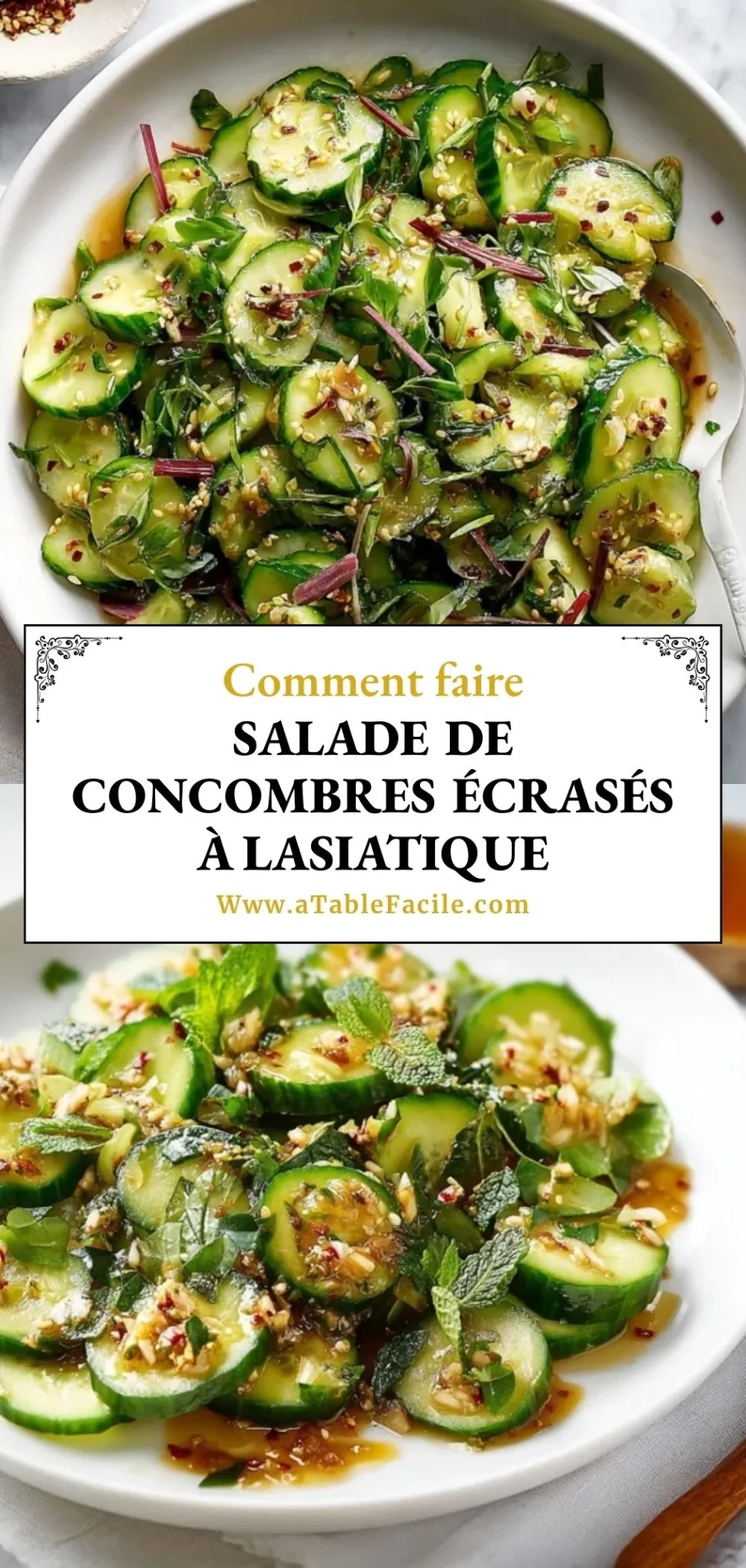 Salade De Concombres Écrasés À LAsiatique - Pin 1