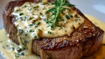 Steak juteux avec sauce crémeuse à l'ail - 1