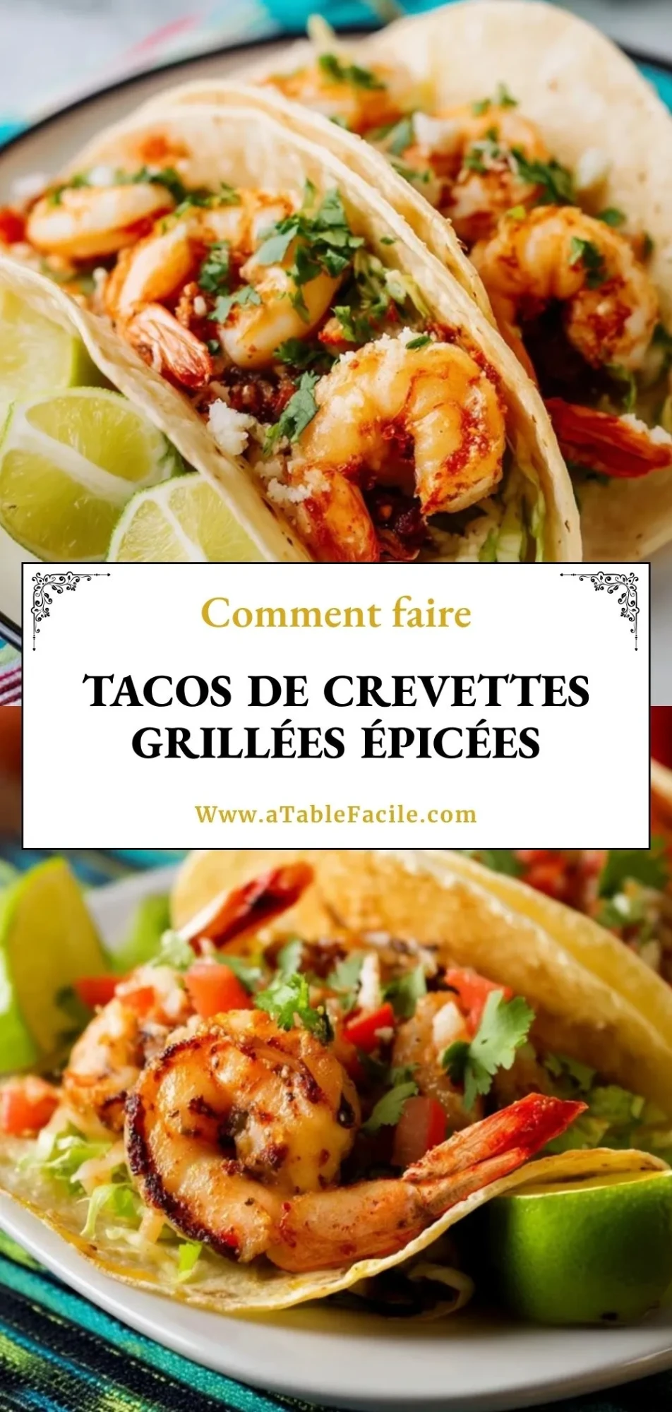 Tacos de crevettes grillées épicées - Pin 1