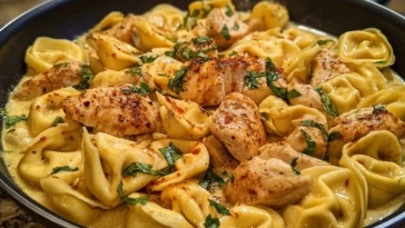 Tortellini au poulet épicé à l'ail et au beurre- 1