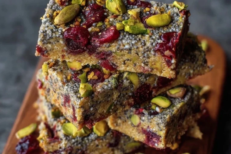 Barres De Chia Aux Pistaches Et Canneberges