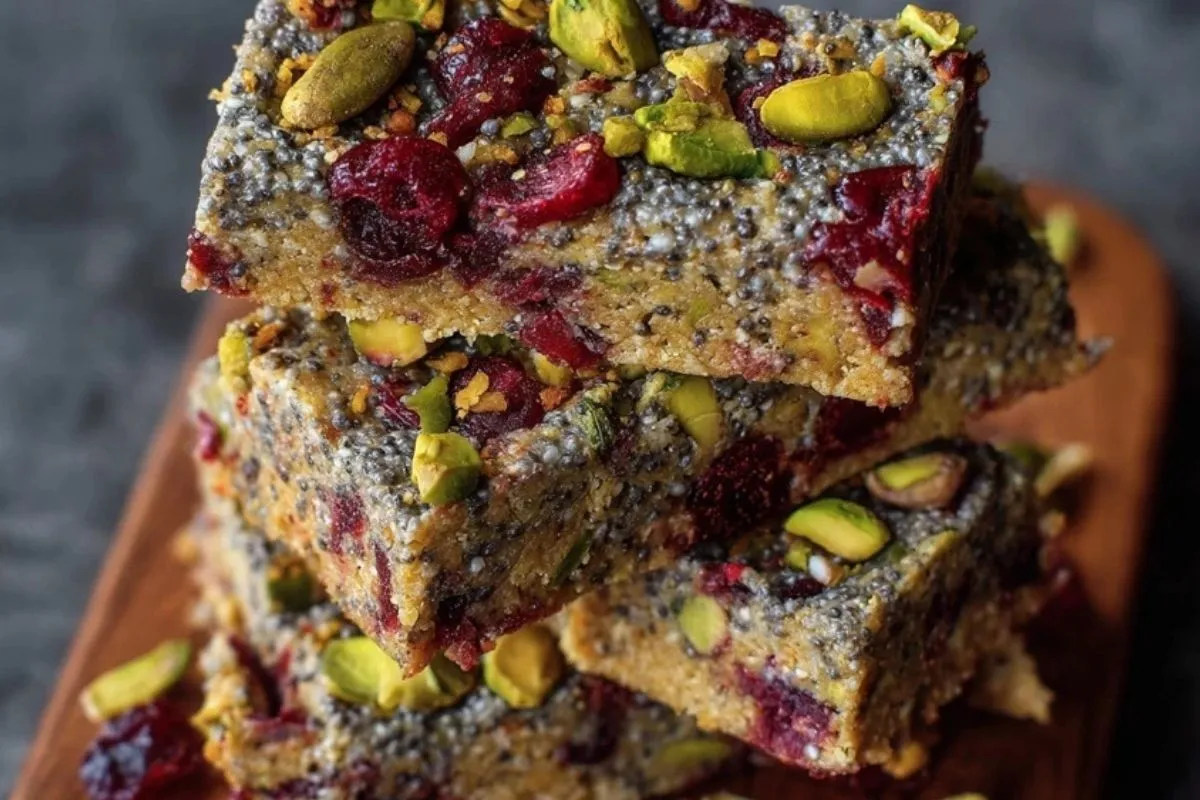 Barres De Chia Aux Pistaches Et Canneberges