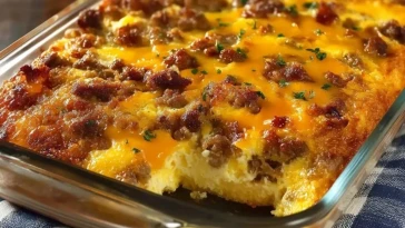 Casserole De Petit-Déjeuner Aux Saucisses, Oeufs Et Fromage