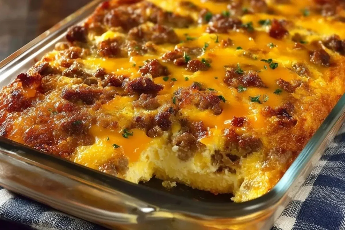Casserole De Petit-Déjeuner Aux Saucisses, Oeufs Et Fromage