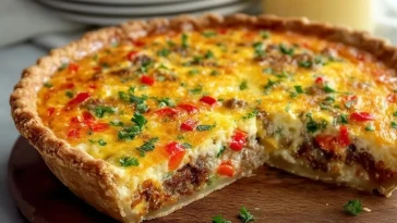 Quiche Irresistible aux Poivrons Rouges Rôtis et Saucisse - 1