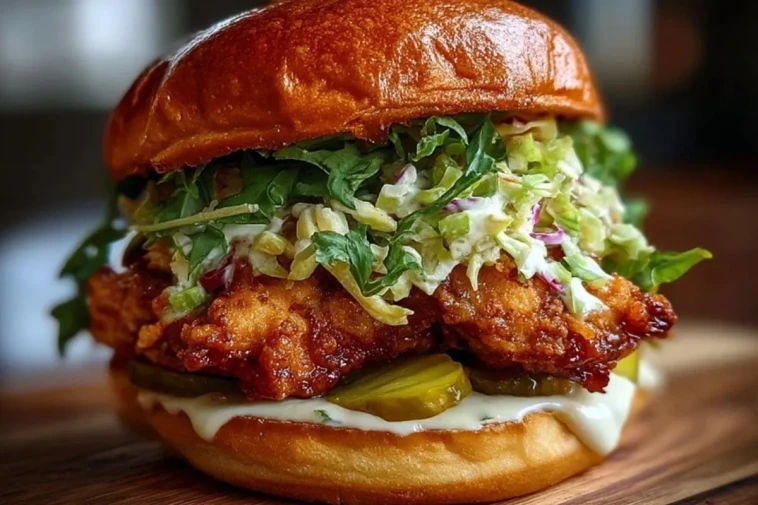 Sandwich Au Poulet Frit Mariné Aux Cornichons