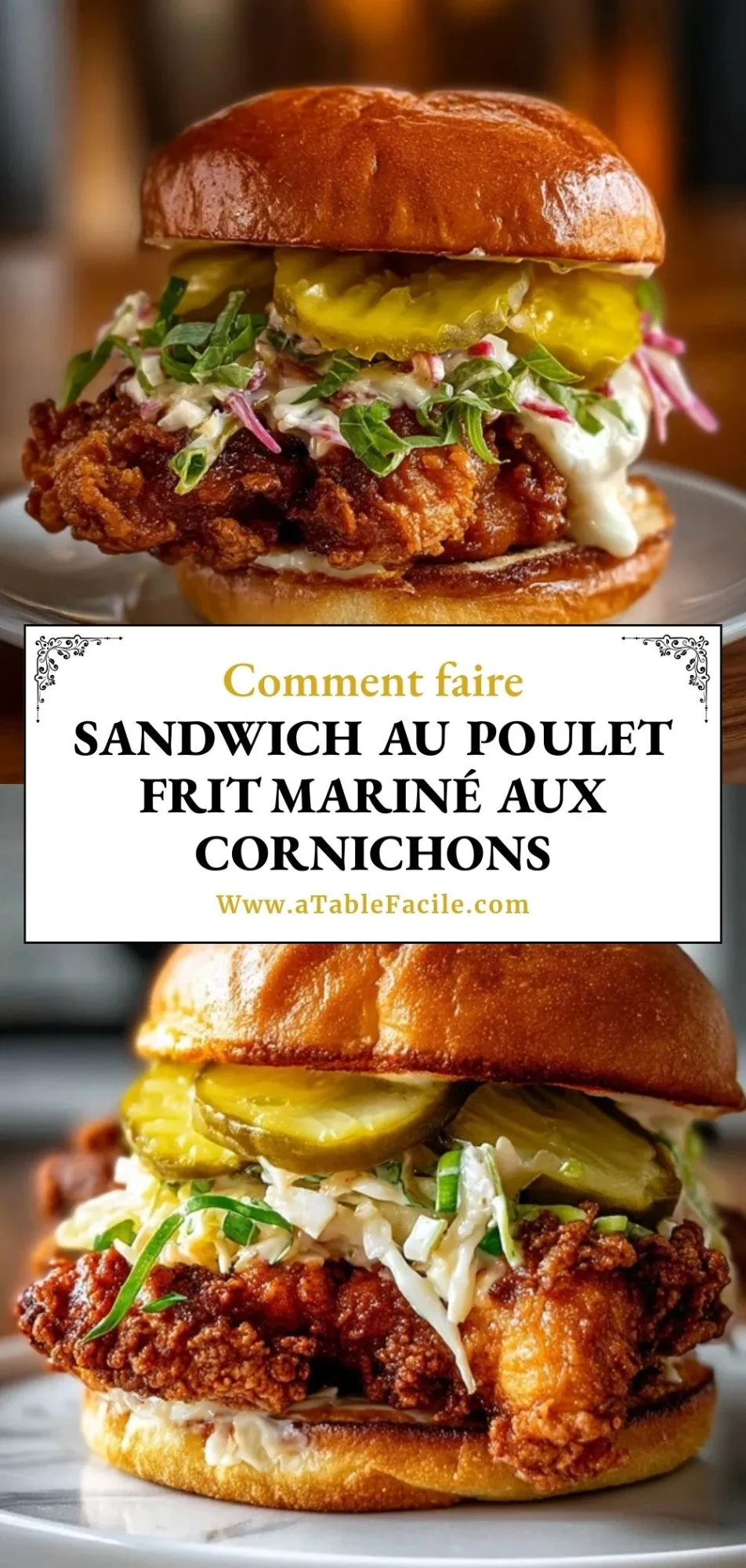 Sandwich Au Poulet Frit Mariné Aux Cornichons